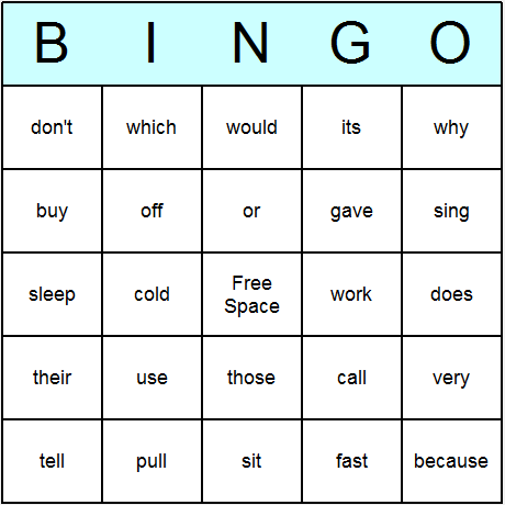 Grade sight  Words bingo  Bingo  2nd activity, Cards  Printable Sight bingo games printable game word