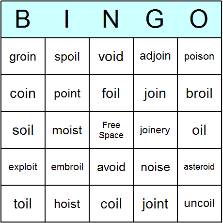 Phonics Vowel Digraphs "oi" Bingo Cards 6.01