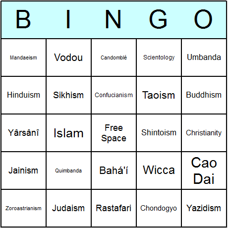 Religions Bingo Cards 6.01