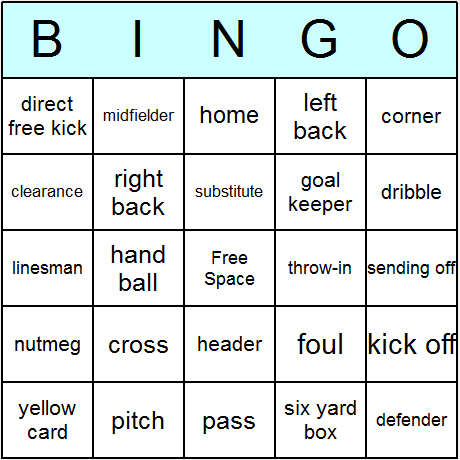 Soccer Bingo Cards 6.01