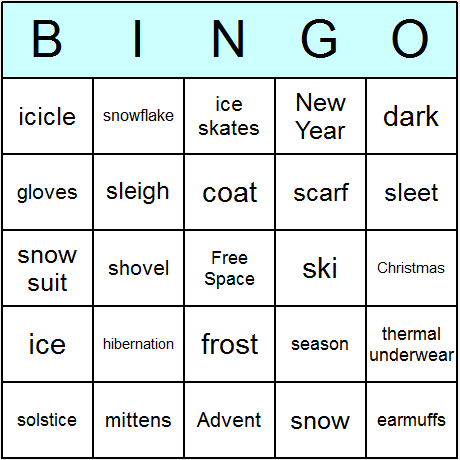 Winter Bingo Cards 6.01