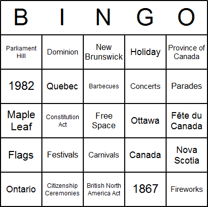 Canada Day Bingo Card Printables 6.00