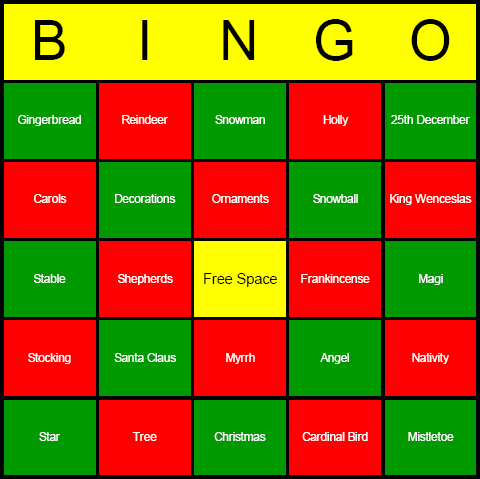 Bingo Christmas Template