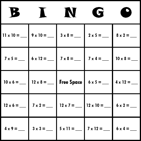 Math Bingo Card Printables 6.00