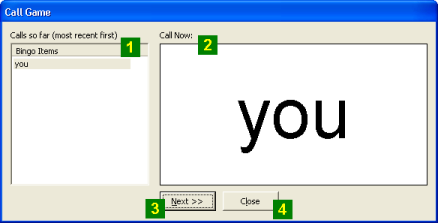 Call Game function in Bingo Card Printer