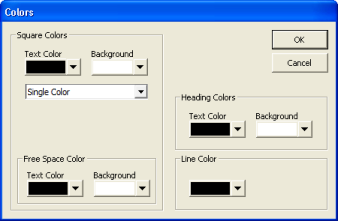 Colors in Bingo Card Printer