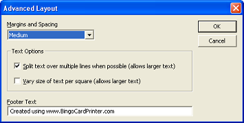 Advanced Layout in Bingo Card Printer